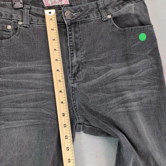 Denim & Rivets Y2K Charcoal Jeans Women's 20 Stretch 34x29" Glitter Side Stripe - Picture 6 of 10